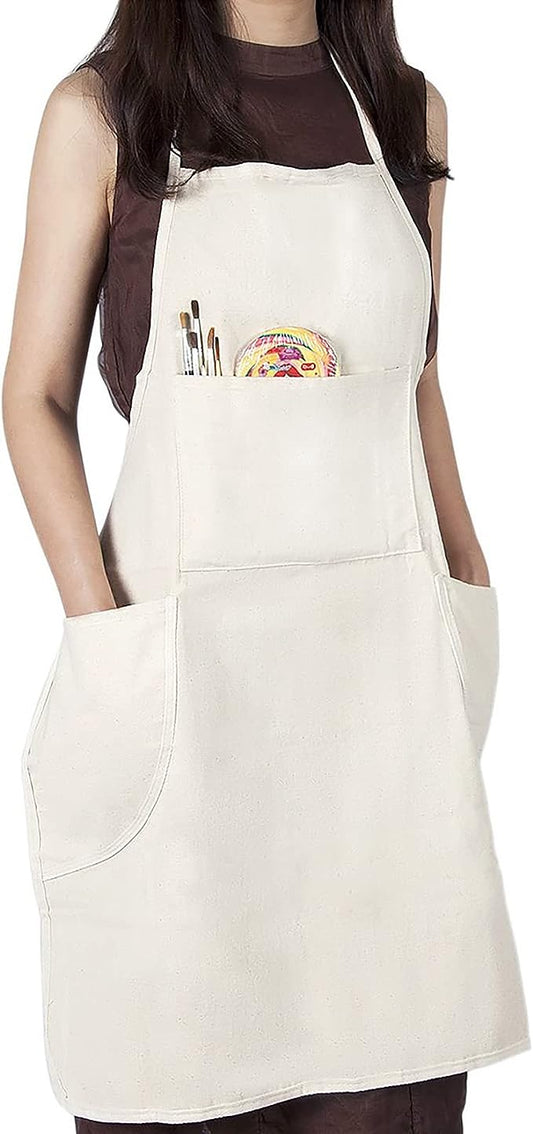 100% Cotton Canvas Professional Bib Apron With 3 Pockets